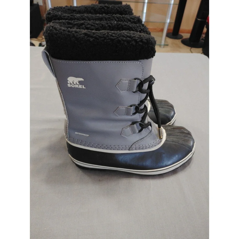 Sorel Caribou Waterproof Shearling Lined Women 7 Black/Gray Hiking Boot 1963-053